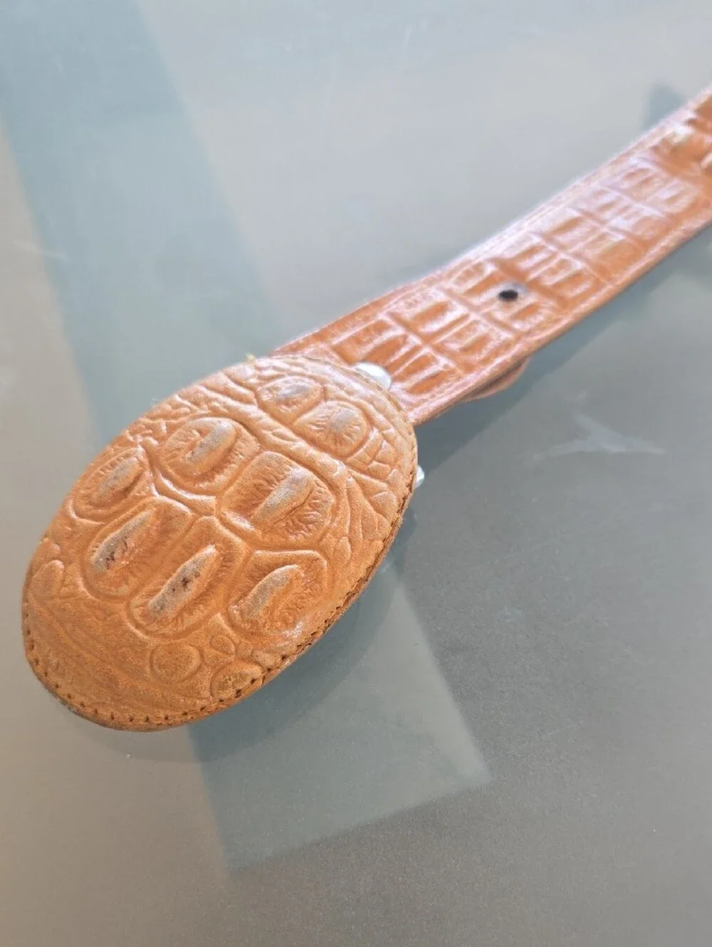 Lamo Tan Croc-Embossed Leather Belt
